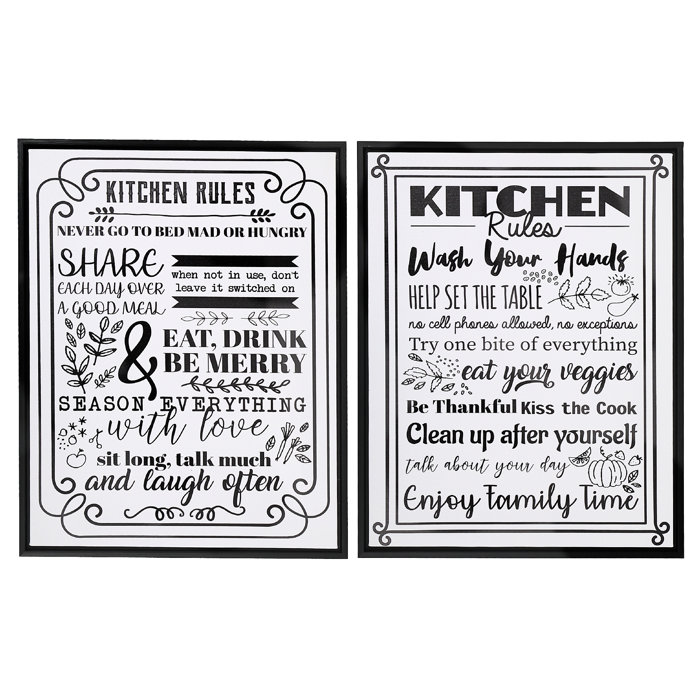 Trinx 2 Piece Canvas Kitchen Rules Wall Décor Set Wayfair